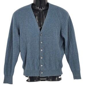 Vintage 60s Bernhard Altmann Cashmere Cardigan 40/M Blue Scotland Luxury Grandpa